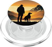 Man and his Dog Look at the Sunset from the Top of Mountain PopSockets PopGrip for MagSafe