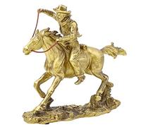 Man and Horse Statue Resin for Home Decor Rearing Horse Art Figurine Decorative Sculpture Animal Ornament to Attract Luck and Wealth,Gold,25.5cmX9cmX21.5cm