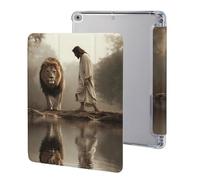 Man And Lion Cute Tablet Case with Pencil Holder Unisex Slim Hard Protective Cover Compatible with iPad 9th/ 8th/ 7th