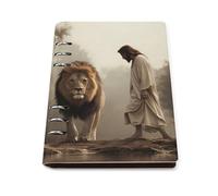 Man And Lion Trendy Notebook Binder A5 Slim Foldable Binder 6 Metal Ring Refillable Paper Notepad