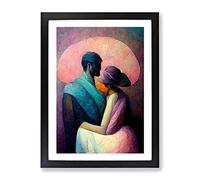 Man And Woman Abstract Framed Print | A4 Black Framed Wall Art | Ready to Hang | Abstract Fantasy Picture | Living Room Bedroom Lounge Office