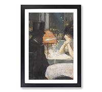 Man and Woman in The Restaurant by Lesser URY Framed Print | A2 Black Framed Wall Art | Ready to Hang | Modern Food Picture | Living Room Bedroom Lounge Office