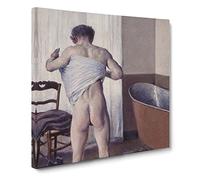 Man At His Bath by Gustave Caillebotte Classic Painting Canvas Wall Art Print Ready to Hang, Framed Picture for Living Room Bedroom Home Office Décor, 20x20 Inch (50x50 cm)