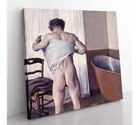 Man At His Bath by Gustave Caillebotte Classic Painting Canvas Wall Art Print Ready to Hang, Framed Picture for Living Room Bedroom Home Office Décor, 35x35 cm (14x14 Inch)