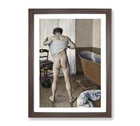 Man At His Bath By Gustave Caillebotte Classic Painting Framed Wall Art Print, Ready to Hang Picture for Living Room Bedroom Home Office Décor, Walnut A4 (34 x 25 cm)