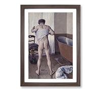 Man at His Bath by Gustave Caillebotte Framed Print | A2 Walnut Framed Wall Art | Ready to Hang | Modern Nature Picture | Living Room Bedroom Lounge Office