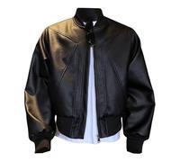 Man Baseball Collar Faux PU Jacket Air Force Leather Bomber Jackets Men’s Luxury Leather Bomber Jacket