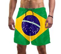 Man Beach Shorts Flag of Brazil Swim Trunks Elastic Swimsuit Board Shorts for Men,L Multi