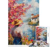 Man by The River Jigsaw Puzzles 1000 Pieces for Adults Peaceful Calm Stress Relief Mindful Peaceful Leisure Game (50X75cm)