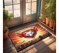 Man Cabe Decor Bombers' Essence: A Fiery Crest Unites The Crowd Doormat Funny Text Doormat Front Porch Decorations Outdoor(65X90CM)
