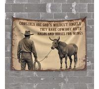 Man Cabe Decor Cowgirls Are Angels With Cowboy Hats, Halos, And Wings. Tapestry Room Door Decor Room Door Decor(100X150CM)