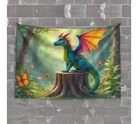Man CABE Decor Dragon in The Enchanted Forest Tapestry Room Decore Indie Room Decor(100X150CM)