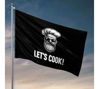 Man Cabe Decor Let'S Cook! Chef Hat Sunglasses Flag Flags For Boys Room Outdoor Patio Decor(60X90CM)