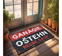 Man Cabe Decor Rusty Signboard: Ganagi Ostechn Besbe, Sask Doormat Funny Text Doormat Front Porch Decorations Outdoor(65X90CM)