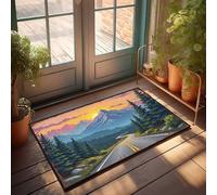 Man Cabe Decor Sunset Road Through Pine Forest Mountains Doormat Funny Text Doormat Front Porch Decorations Outdoor(50X80CM)