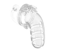 Man Cage 12 Male 5.5 Inch Clear Chastity Cage With Anal Plug