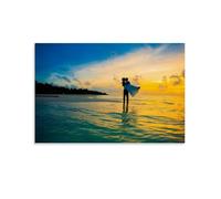 Man Carrying Woman on His Back at The Beach Poster Vintage Art, Wall Canvas, Decoration Aesthetic, Living Room, Kids Room Dormitory, Cafe, Bathroom, Suitable for Bedroom, Gym, Cool Classic 16x24inch(4