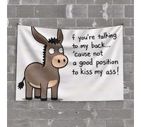 Man Cave Accessories And Decor Donkey Saying "If You'Re Talking To My Back... Tapestry Man Cave Decorations Funny Room Decor(100X150CM)