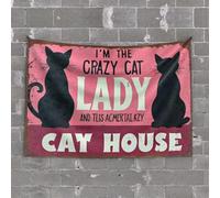 Man Cave Accessories And Decor Welcome To The Crazy Cat Lady'S Cat House Tapestry Bedroom Wall Decor Above Bed Vintage Decor(75X100CM)