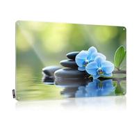 Man Cave Accessories Plaque Waterproof | Blue Orchid And Black Stones In Nature Awesome Dressing Decoration(20X30CM)