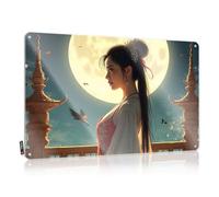 Man Cave Decor And Accessories Full Moon And Traditional Chinese Beauty Tin Sign Wall Signs Sign Decor(20X30CM)