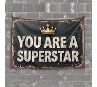 Man Cave Decor and Accessories Golden Crown: You are A Superstar Motivational Sign Tapestry Funny Home Decor Funky Decor(75X100CM)