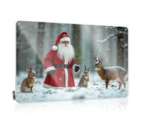 Man Cave Decor And Accessories Santa And Friends In The Snowy Forest Tin Sign Wall Signs Sign Decor(30X40CM)
