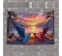 Man Cave Decor and Accessories Two Chairs by The Lake at Sunset Tapestry Man CABE Decor Room Decore(75X100CM)