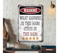 Man Cave Decor Vintage Metal Signs - What Happens In This Room Stays In This Room - Posters for Room Men Cool Gifts for College Guys, 8X12 Ines Retro Tin Signs Room Accessories for Men