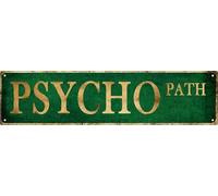 Man Cave Decor Vintage Wall Decor Psycho Path Vintage Tin Signs Funny Street Metal Signs for Home Garage Wall Bar Decor 4x16 in