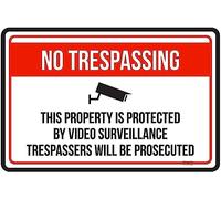 Man Cave Decor Warning Sign No Trespassing This Property Is Protected By Video Road Sign Business Sign 16x12 Inches Aluminum Metal Tin Sign Vintage