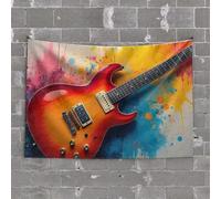 Man Cave Decorations Electric Guitar On Colorful Background Tapestry Bedroom Door Decor Tapestries(75X100CM)