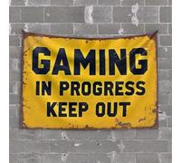 Man Cave Decorations Warning: Gaming In Progress - Keep Out! Tapestry Bedroom Door Decor Tapestries(100X150CM)