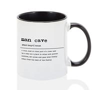 Man Cave Definition Coffee Mug - Funny Man Cave Mug - Man Cave Definition Two Tone Black Mug - Man Cave Mug Novelty Cup 11 Oz