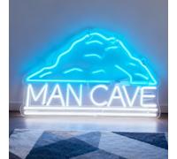Man Cave Dual-Color Blue White LED Neon Sign - USB Powered Wall Table Decor for Bedroom Game Room Garage Basement Bachelor Pad, Decorative Neon Light Room Accent