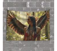 Man Cave Rules Angel in The Forest: A Mystical Encounter Tapestry Home Decor Men Man CABE Decor(100X150CM)