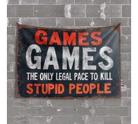 Man Cave Rules Games: The Only Legal Way To Kill Stupid People Tapestry Bedroom Accessories Funny Decor For Bar(100X150CM)