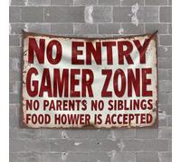 Man Cave Rules No Entry Gamer Zone: No Parents, No Siblings Tapestry Dorm Decoration Funny Kitchen Decor(100X150CM)