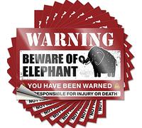 Man Cave Sign Decor Beware of Elephant Funny Sticker 10 Pcs Tin Sign Man Cave Decor Funny Kitchen Tin Signs(8X12CM)