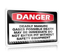 Man Cave Sign Decor Danger Confined Space Check Oxygen Level Before & During Entry Metal Sign Stuff for Boys Room Funny Tin Sign(20X30CM)