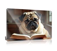 Man Cave Sign Funny A Pug Reading An Open Book Tin Sign Metal Signs For Outside Home Decor Bar Posters(30X40CM)