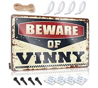 Man Cave Signs Funny Beware of Vinny Metal Sign Random Cool Stuff Games for Man Cave ( Size : 20X30CM )
