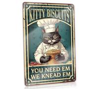 Man Cave Signs Vintage Funny Kitty Biscuits We Knead Em You Need Tin Plaque | Bbq Signs Outdoor Metal Vintage Signs Signs For Man Cave Funny Garage Bar Signs(20X30CM)