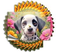 Man Cave Stuff Decals Durable Door | Adorable Dalmatian in A Flower Garden Core Self Adhesive Sticker for Sports DIY(12X18CM)