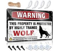 Man Cave Tin Sign Warning This Property Is Protected By A Highly Trained Wolf Tin Sign Garage Signs For Men Funny Metal Signs Decor(20X30CM)