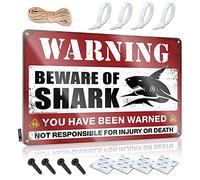 Man Cave Wall Decor Beware Of Shark Sign Metal Tin Sign Retro Home Decor For Men(30X40CM)
