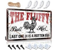 Man Cave Wall Decor Chicken Coop The Fluffy Butt Hut Last One In Is A Rotten Egg Sign Metal Tin Sign Retro Home Decor For Men(30X40CM)