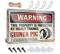 Man Cave Wall Decor Warning This Property Is Protected By A Highly Trained Guinea Pig Sign Metal Tin Sign Retro Home Decor For Men(20X30CM)