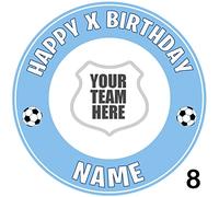 Man City Football Team Personalised Edible Icing Cake Topper - Round Square Rectangle Cupcake Toppers