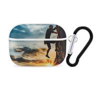 Man Climbing on Rock Mountain Sunset Headphone Case Compatible with AirPods Pro PC Shell Carrying Case with Keychain White-style